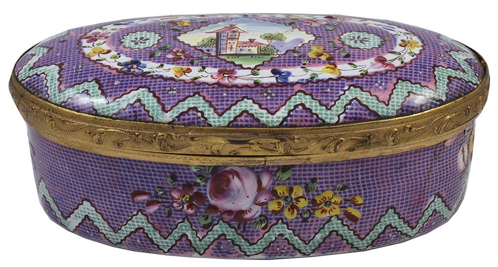 Antique Bilston Enamel Snuff Box