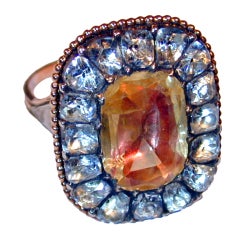Dramatic Antique Portuguese Ring of Citrine and Crystal