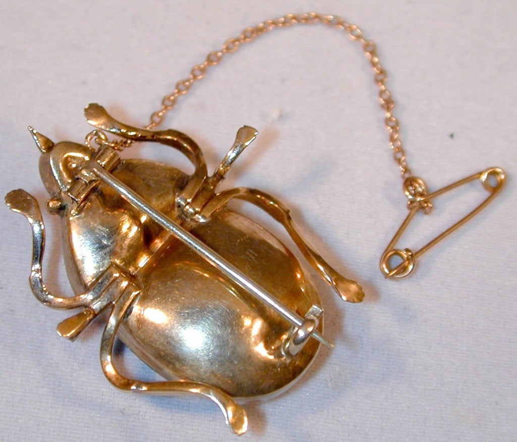 Antique Gold and Foiled Crystal Bug Brooch at 1stDibs