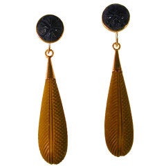Elegant Lava Drop Earrings, c1830