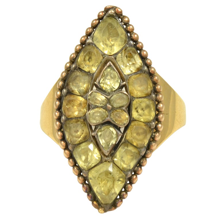 Elegant Antique Portuguese Chrysoberyl Gold Ring For Sale