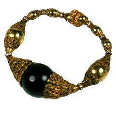 Chanel Filigree Capped Black Bakelite Bracelet 8