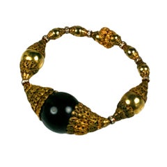 Chanel Filigree Capped Black Bakelite Bracelet 3