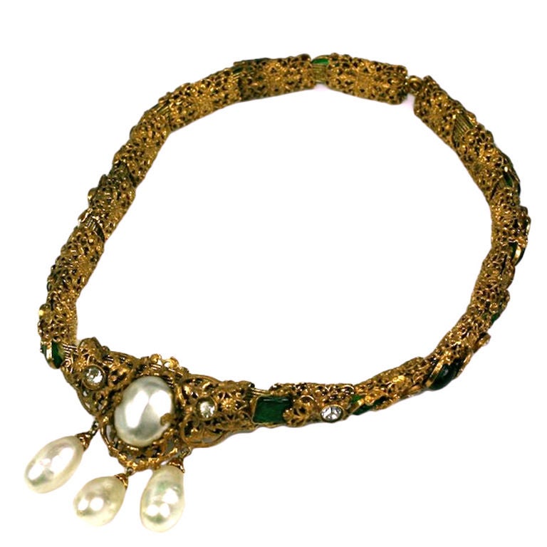 Chanel Baroque Filigree Collar with Pearls
