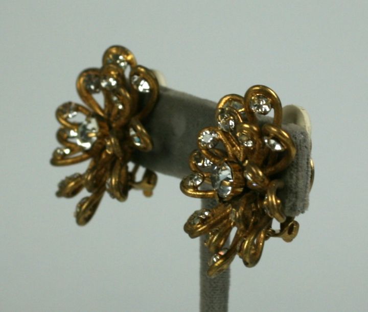 Romantic Chanel Looped Wire Flowerhead Earrings For Sale