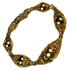 Vintage Chanel Filigree Capped Gilt Ball Bracelet