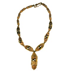 Chanel Filigree Capped Gilt Ball Necklace