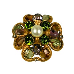 Coco Chanel Paste Set Clover Brooch, Goosens 9