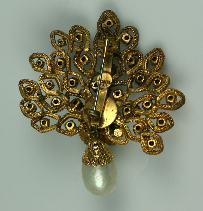 Chanel Gilt Leaf Brooch with Pastes and Pearls,  Goossens In Excellent Condition For Sale In Riverdale, NY