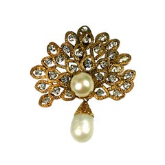 Chanel Gilt Leaf Brooch with Pastes and Pearls,  Goossens