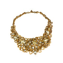 Vintage Chanel Gold Leaf Bib with Tooth Pearls, Workshop: Goossens