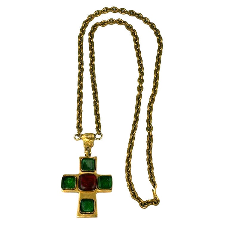 Chanel cross hotsell necklace