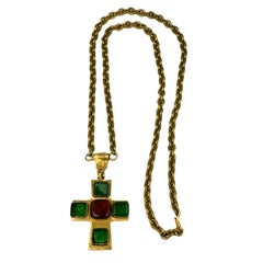 Poured Glass Iconic Cross Necklace, Chanel