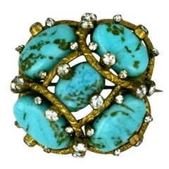 Chanel - Broche emblématique en forme de grappe turquoise