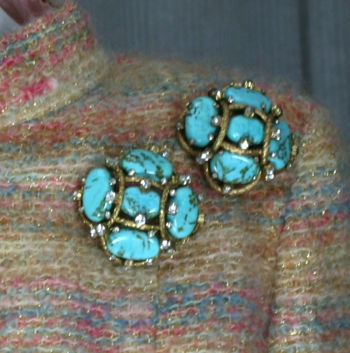 Iconic Chanel Turquoise Cluster Brooch For Sale 2
