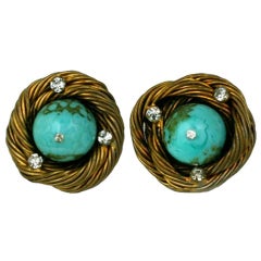 Classic Chanel Turquoise Birds Nest Earclips 1