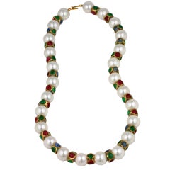 Chanel Large Pearl and Poured Glass Necklace