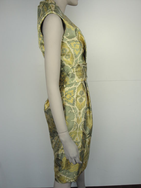 Alexander Mcqueen Fall 2006 silk jacquard dress with high back collar,fully lined in silk.