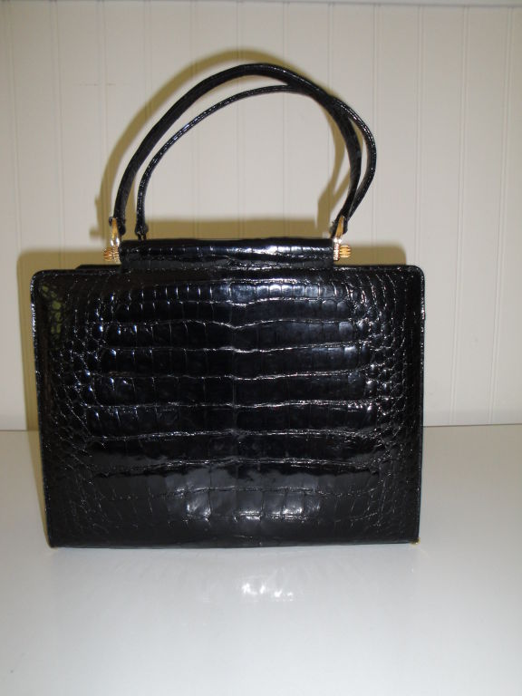 Black 1960's Alligator Handbag.