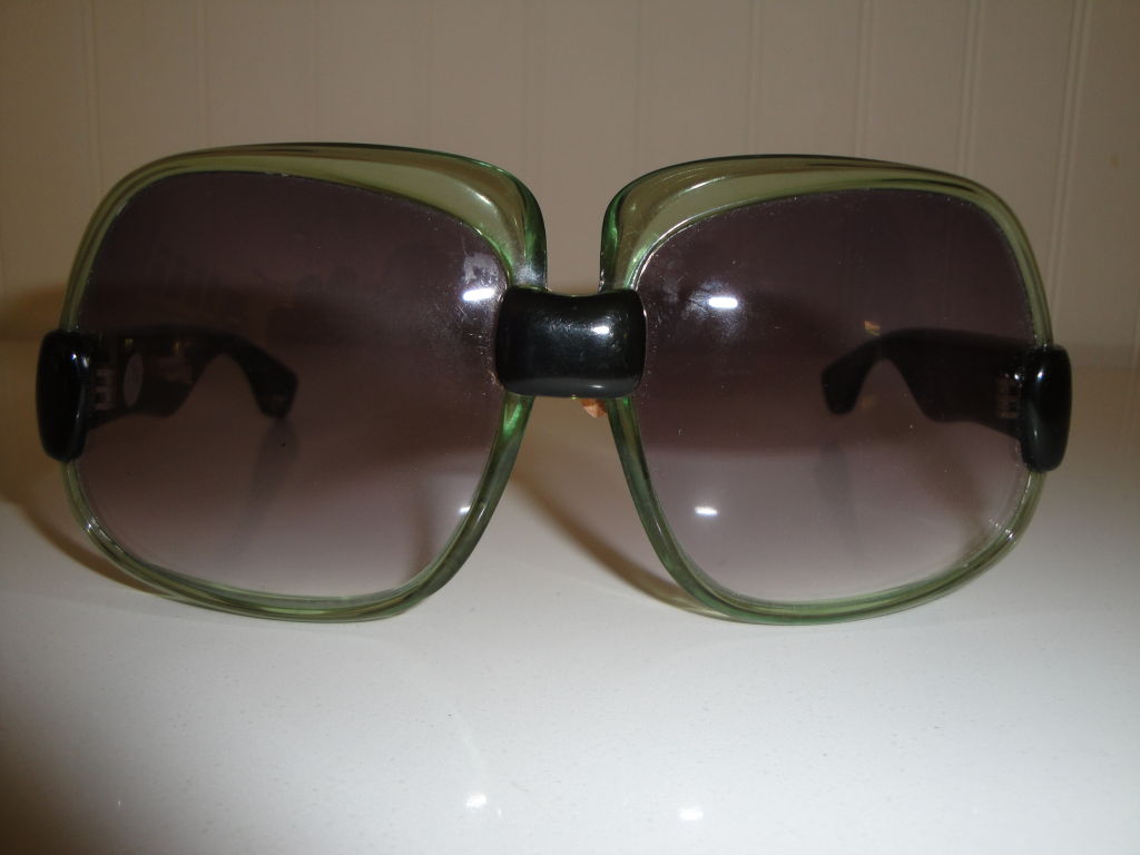 1970,s green oversize sunglasses.