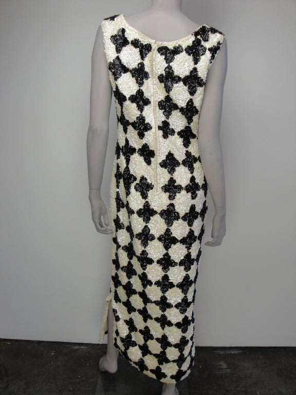 Gray 1960's Sequin Wool Knit Dress