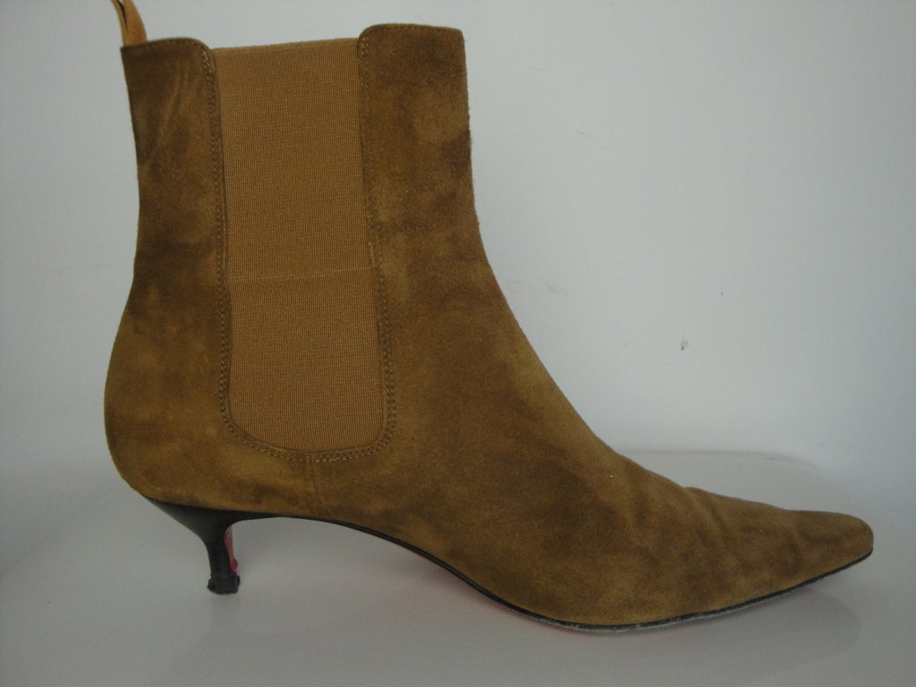 Christian Louboutin camel suede pointy toe boots. EU size 40