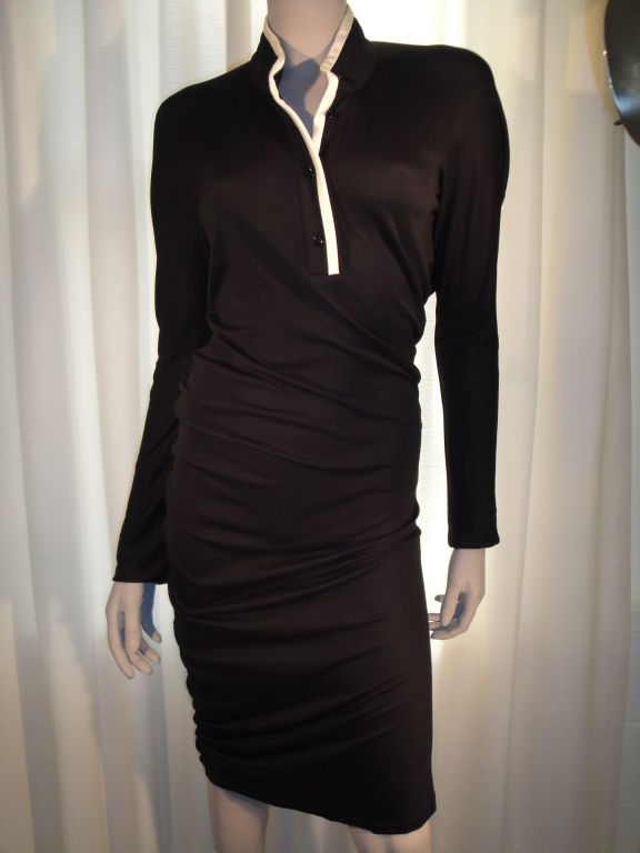 Alexander Mcqueen black/white extra long sleeve dress with draped back.