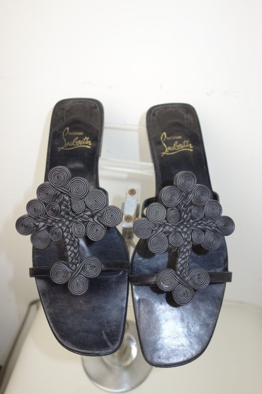 christian louboutin black flat sandals