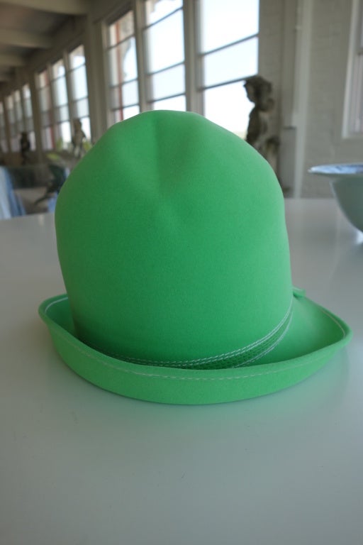 1970's lime green felt hat.