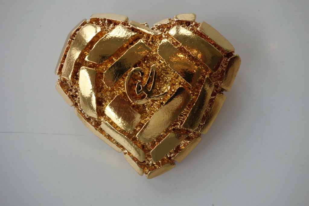 Christian Lacroix gold-tone heart brooch.