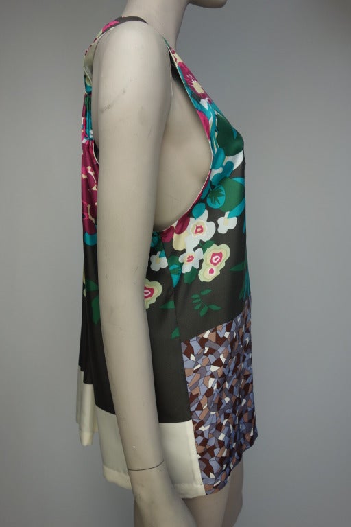 Dries Van Noten Spring 2008, silk sleeveless top with deep V front. original retail $950