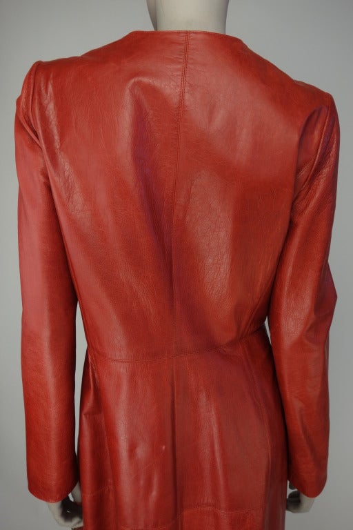 Oscar De la Renta Leather Coat 3