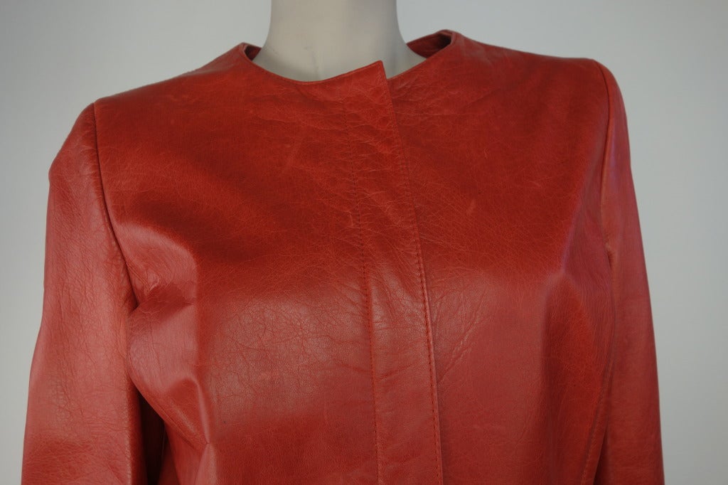 Oscar De la Renta Leather Coat 4