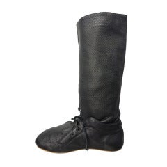 Balenciaga Black Perforated Flat Boot