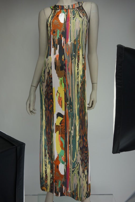 Etro sleeveless long print dress with back zip.