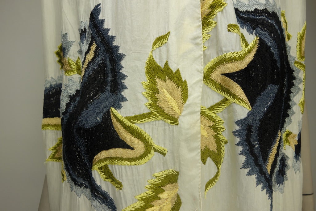Dries Van Noten silk embroidered scarf with long fringe.

Fringe Length: 8.5