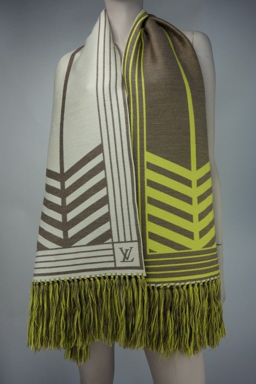 Louis Vuitton three tone wool and silk scarf with 6