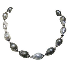 Baroque, Tahitian Pearl,  Diamond Necklace