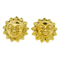 Vintage Gold Sun Earrings