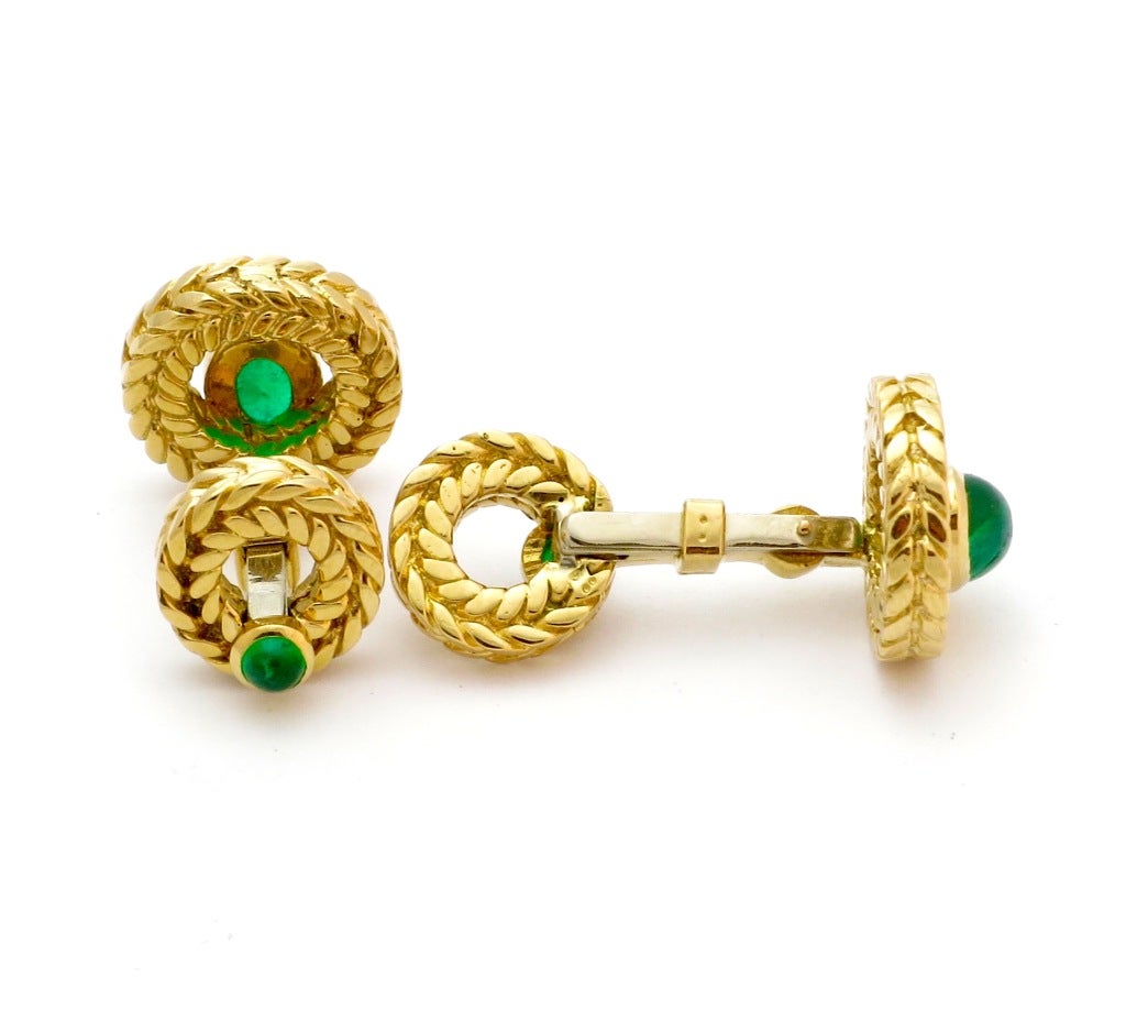 Men's Van Cleef & Arpels Gold Emerald Cufflinks