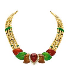 Boucheron Enamel Diamond Gold Necklace