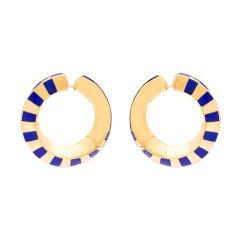 Angela Cummings Lapis Lazuli Gold Hoop Earrings