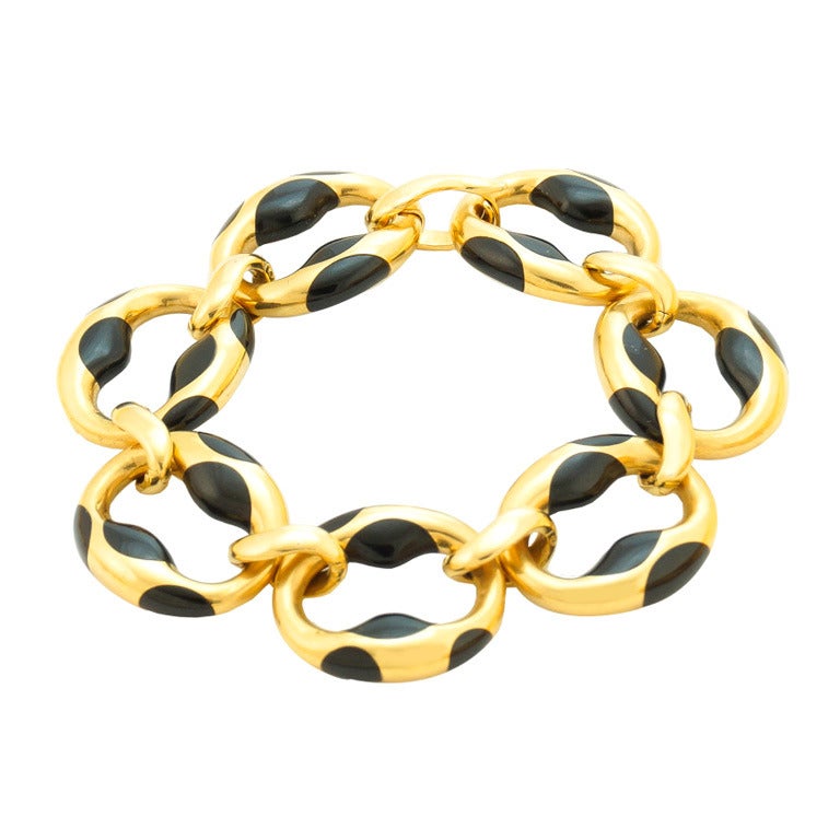 Tiffany & Co Cummings Onyx and Gold Link Bracelet