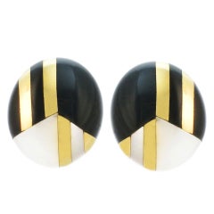 TIFFANY & CO Black Jade Mother-of-Pearl Earclips