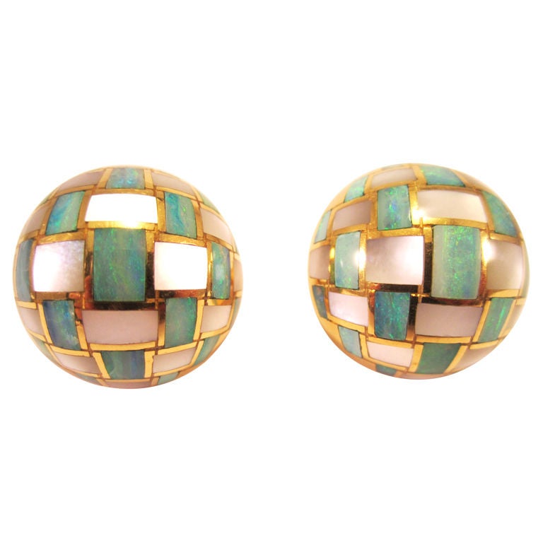 TIFFANY and Co. Opal Mother of Pearl Earrings at 1stdibs