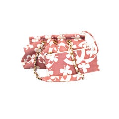 Chanel Pink and White print cotton handbag w/ matching wallet