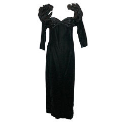 Nina Ricci 1980s Black Velvet & Taffeta Gown 