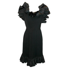 Vintage Nina Ricci Black Crepe/Silk Taffeta Halter Dress-Sz 6- 80's 9