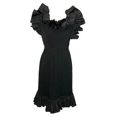 Vintage Nina Ricci Black Crepe/Silk Taffeta Halter Dress-Sz 6- 80's