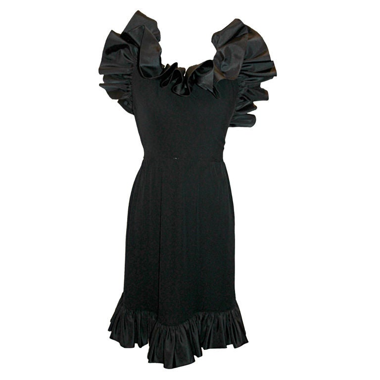 Vintage Nina Ricci Black Crepe/Silk Taffeta Halter Dress-Sz 6- 80's For ...